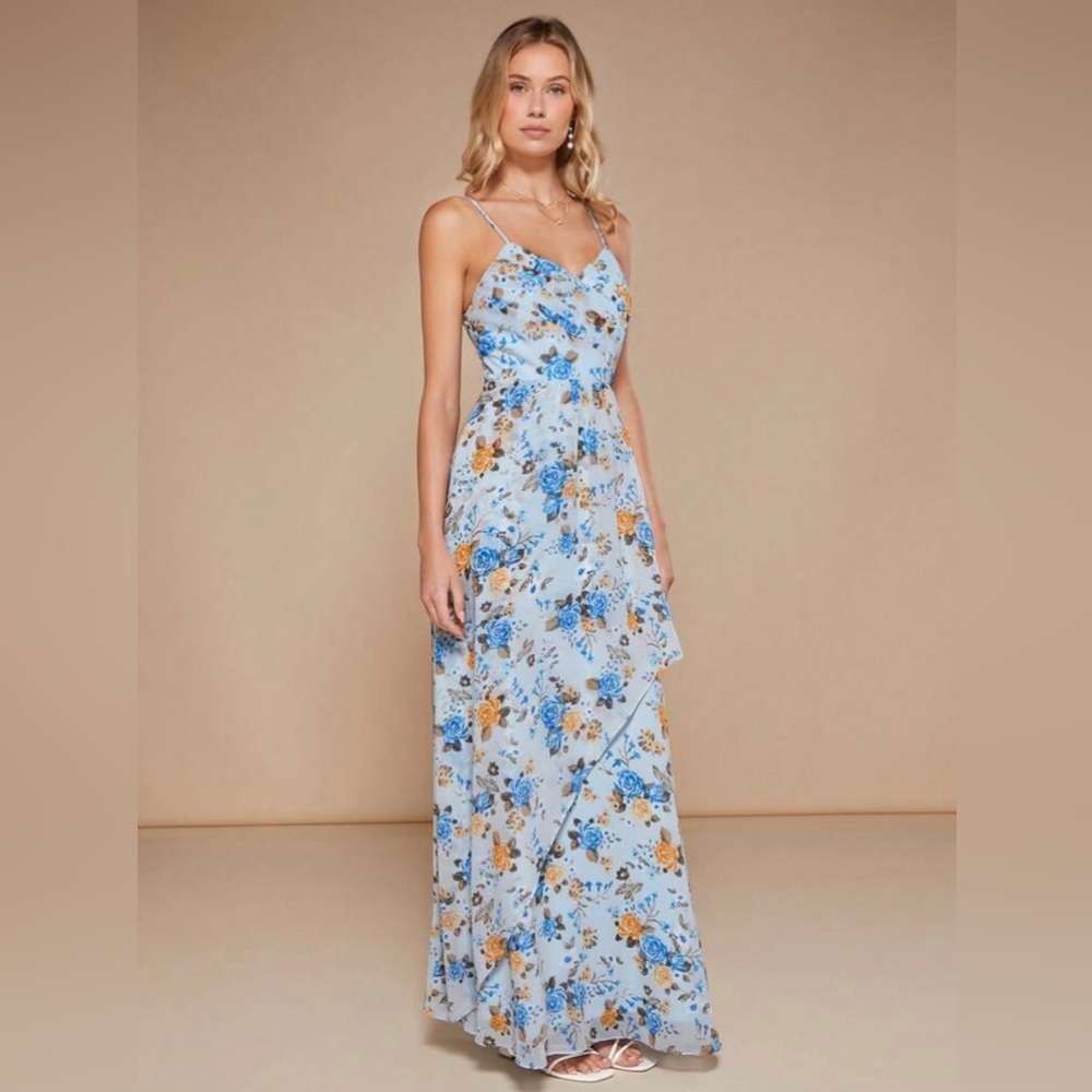 Floral Print Chiffon Cami Bridesmaid Dress